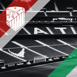 Voyage 2 nuits avec match Atlético Madrid contre Betis Séville au Wanda Metropolitano, logo Atlético Madrid en haut à gauche, couleurs Betis Séville en bas à droite.