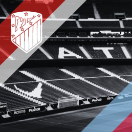 Voyage 2 nuits avec match Atlético Madrid contre Celta Vigo au Wanda Metropolitano, logo Atlético Madrid en haut à gauche, couleurs Celta Vigo en bas à droite.