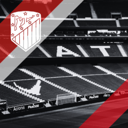 Voyage 2 nuits avec match Atlético Madrid contre Majorque au Wanda Metropolitano, logo Atlético Madrid en haut à gauche, couleurs Majorque en bas à droite.