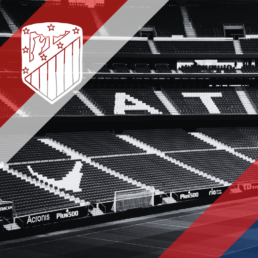 Voyage 2 nuits avec match Atlético Madrid contre Osasuna au Wanda Metropolitano, logo Atlético Madrid en haut à gauche, couleurs Osasuna en bas à droite.