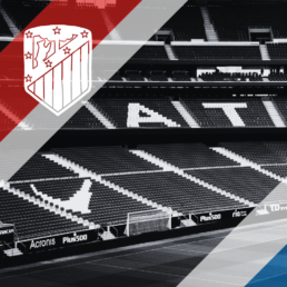 Voyage 2 nuits avec match Atlético Madrid contre Real Sociedad au Wanda Metropolitano, logo Atlético Madrid en haut à gauche, couleurs Real Sociedad en bas à droite.