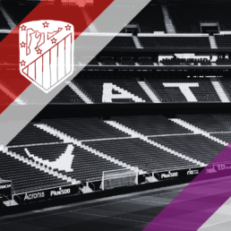 Voyage 2 nuits avec match Atlético Madrid contre Real Valladolid au Wanda Metropolitano, logo Atlético Madrid en haut à gauche, couleurs Real Valladolid en bas à droite.