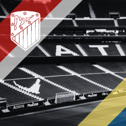 Voyage 2 nuits avec match Atlético Madrid contre Villarreal au Wanda Metropolitano, logo Atlético Madrid en haut à gauche, couleurs Villarreal en bas à droite.