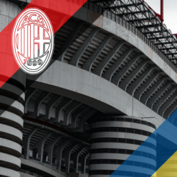 Voyage 2 nuits avec match Milan AC contre Hellas Vérone au stade San Siro, logo Milan AC en haut à gauche, couleurs Hellas Vérone en bas à droite.