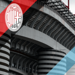 Voyage 2 nuits avec match Milan AC contre Lazio Rome au stade San Siro, logo Milan AC en haut à gauche, couleurs Lazio Rome en bas à droite.