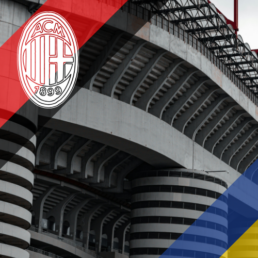 Voyage 2 nuits avec match Milan AC contre Parme au stade San Siro, logo Milan AC en haut à gauche, couleurs Parme en bas à droite.