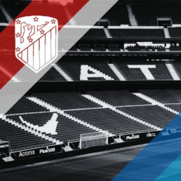 Voyage 2 nuits avec match atlético madrid contre deportivo alavès au Wanda metropolitano, logo atlético en haut à gauche, couleurs Alavès en bas à droite.