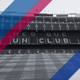 Voyage 2 nuits avec match FC Barcelone contre Alavès au Camp Nou, logo FC Barcelone en haut à gauche, couleurs Alavès en bas à droite.