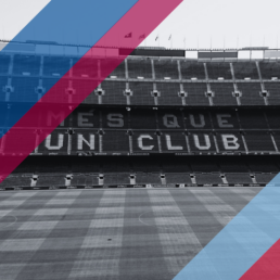 Voyage 2 nuits avec match FC Barcelone contre Celta Vigo au Camp Nou, logo FC Barcelone en haut à gauche, couleurs Celta Vigo en bas à droite.