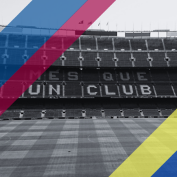 Voyage 2 nuits avec match FC Barcelone contre Las Palmas au Camp Nou, logo FC Barcelone en haut à gauche, couleurs Las Palmas en bas à droite.