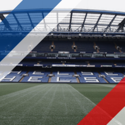 Voyage 2 nuits avec match Chelsea contre Arsenal à Stamford Bridge, logo Chelsea en haut à gauche, couleurs Arsenal en bas à droite.