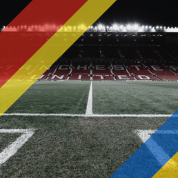 Voyage 2 nuits avec match Manchester United contre Brighton à Old Trafford, logo Manchester United en haut à gauche, couleurs Brighton en bas à droite.