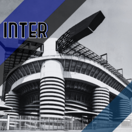 Voyage 2 nuits avec match Inter Milan contre Côme au stade San Siro, logo Inter Milan en haut à gauche, couleurs Côme en bas à droite.