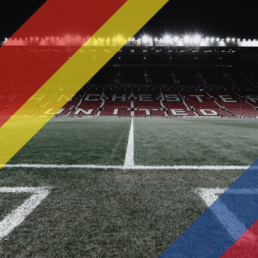 Voyage 2 nuits avec match Manchester United contre Crystal Palace à Old Trafford, logo Manchester United en haut à gauche, couleurs Crystal Palace en bas à droite.