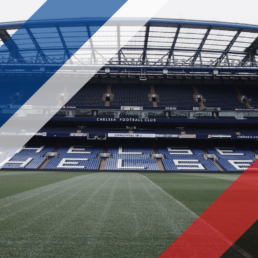 Voyage 2 nuits avec match Chelsea contre Southampton à Stamford Bridge, logo Chelsea en haut à gauche, couleurs Southampton en bas à droite.