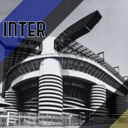 Voyage 2 nuits avec match Inter Milan contre Udinese au stade San Siro, logo Inter Milan en haut à gauche, couleurs Udinese en bas à droite.